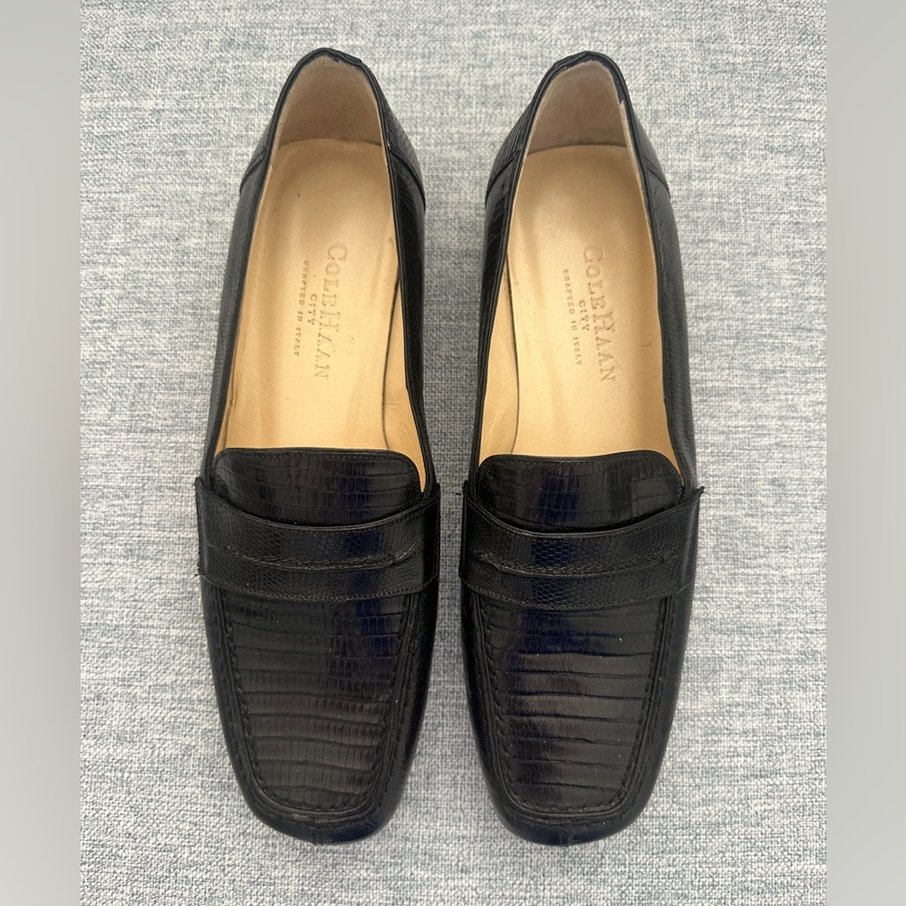 Cole Haan Textured Black Loafers